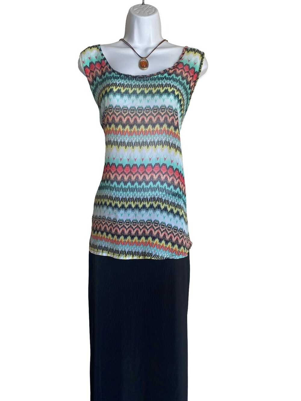 VTG deb Plus Size 2X Colorful Lace Back Tunic Blouse Festival Boho Artsy Cottage